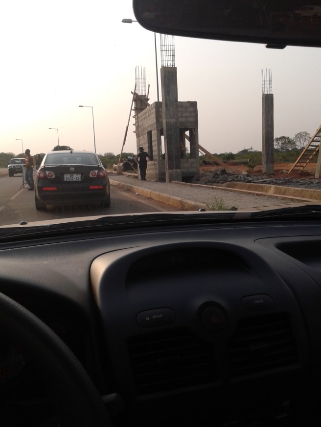 Toll booths under construction